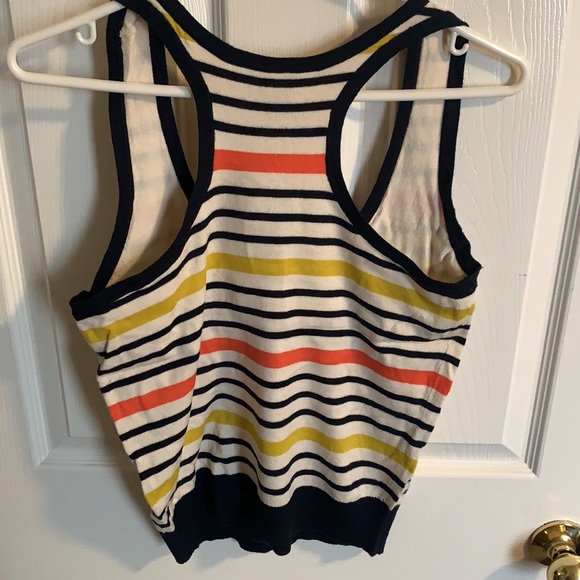 Milly striped racerback knit tank top with attached bra size L - Picture 2 of 5